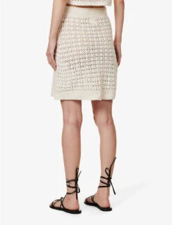 Lucy High-rise Semi-sheer Regular-fit Cotton-crochet Mini Skirt -Whistles Store R04167921 CREME ALT03