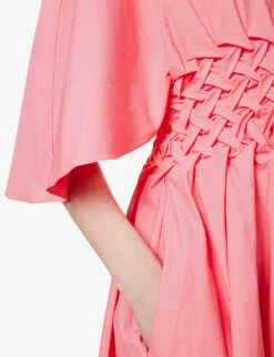 Esti Woven-bodice Cotton Midi Dress 13 Esti Woven-bodice Cotton Midi Dress -Whistles Store R04168587 AMARANTH ALT05