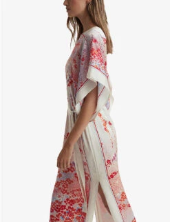 Reiss Lydia Scarf-print Belted-waist Woven Maxi Dress 9 Reiss Lydia Scarf-print Belted-waist Woven Maxi Dress -Whistles Store R04169025 MULTI ALT02