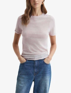 Reiss Alicia Round-neck Knitted Wool T-shirt 8 Reiss Alicia Round-neck Knitted Wool T-shirt -Whistles Store R04169287 NEUTRAL ALT02