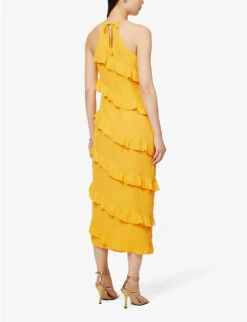 Exclusive Katy Ruffled-trim Woven Maxi Dress -Whistles Store R04169544 TANGERINE ALT03