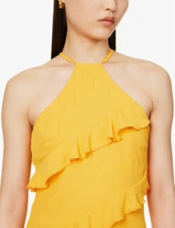 Exclusive Katy Ruffled-trim Woven Maxi Dress -Whistles Store R04169544 TANGERINE ALT04