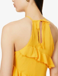 Exclusive Katy Ruffled-trim Woven Maxi Dress -Whistles Store R04169544 TANGERINE ALT05