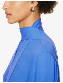 Valentino Self-tie Crepe-texture Regular-fit Silk Shirt 11 Valentino Self-tie Crepe-texture Regular-fit Silk Shirt -Whistles Store R04169641 SERENITY ALT04