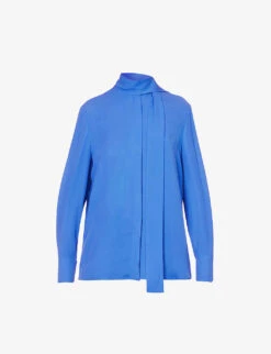 Valentino Self-tie Crepe-texture Regular-fit Silk Shirt