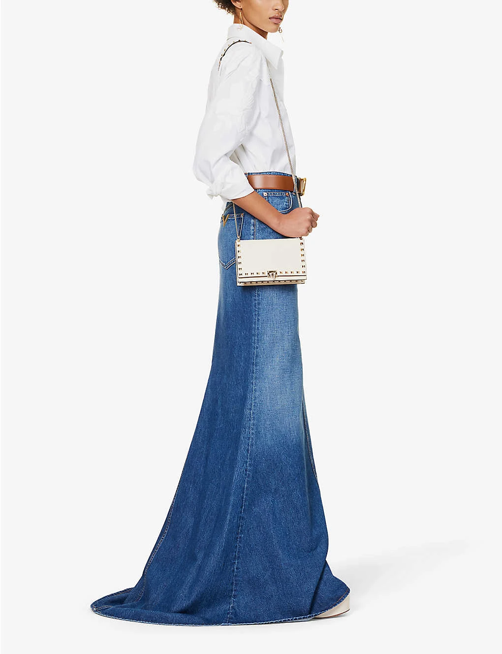 Valentino High-rise Train-hem Denim Maxi Skirt 4 Valentino High-rise Train-hem Denim Maxi Skirt - Image 2