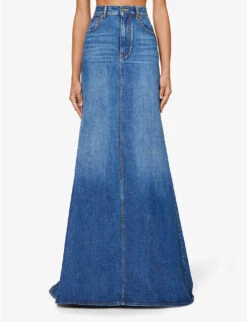 Valentino High-rise Train-hem Denim Maxi Skirt 10 Valentino High-rise Train-hem Denim Maxi Skirt -Whistles Store R04169660 DENIMSCURO ALT02