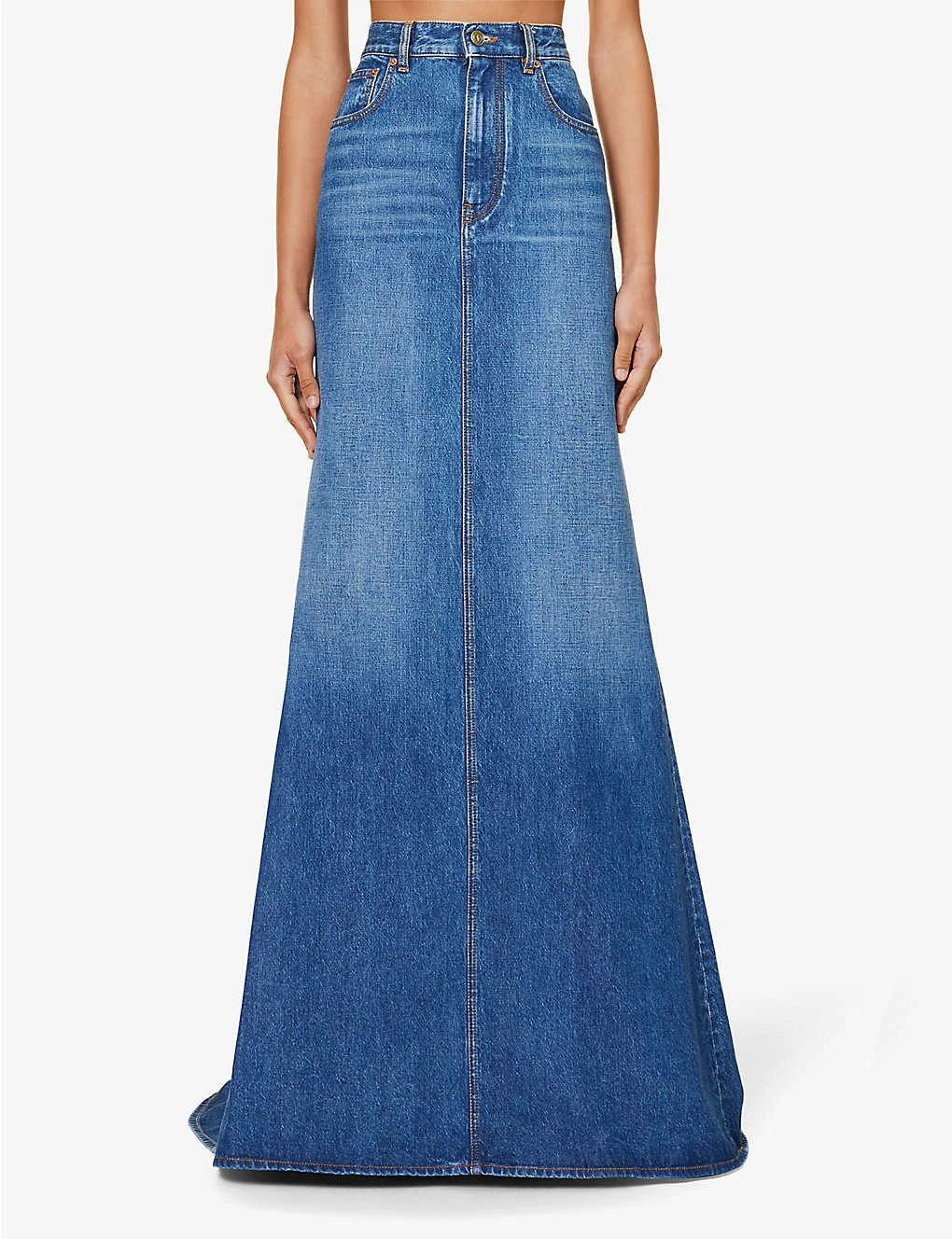 Valentino High-rise Train-hem Denim Maxi Skirt 5 Valentino High-rise Train-hem Denim Maxi Skirt - Image 3