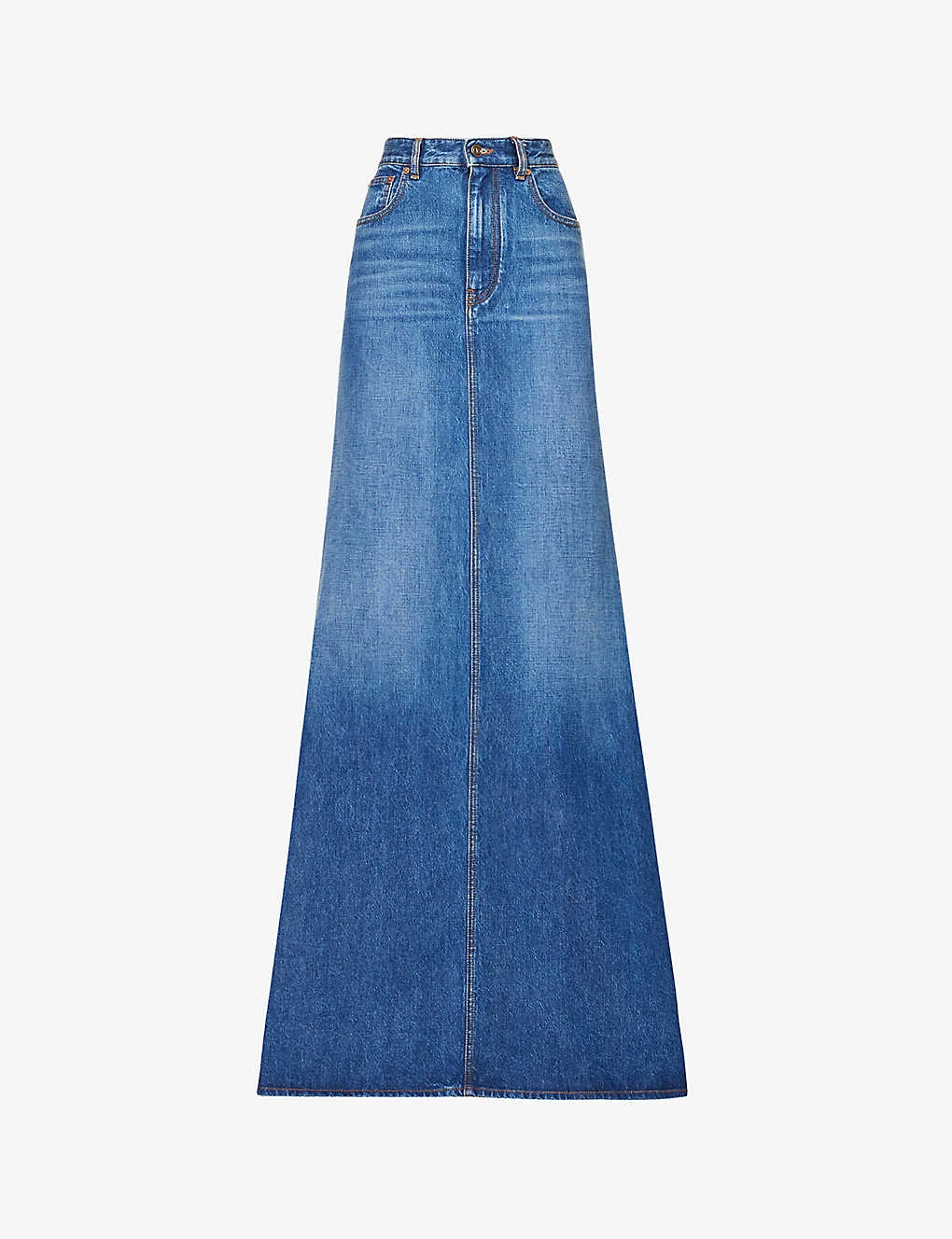 Valentino High-rise Train-hem Denim Maxi Skirt 3 Valentino High-rise Train-hem Denim Maxi Skirt