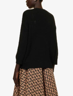 Valentino Cut-out Stud-embellished Cashmere Knitted Jumper -Whistles Store R04169667 NERO ALT03