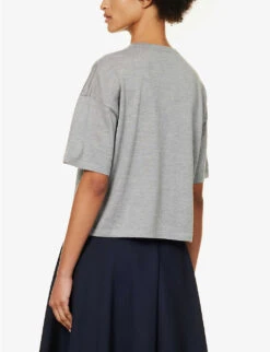 Valentino Maglia Short-sleeved Cashmere And Silk-blend Jumper -Whistles Store R04169672 GRIGIOMELANGE ALT03