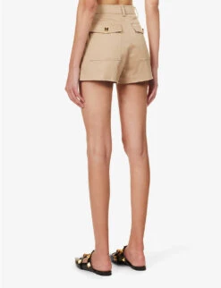 Valentino Pressed-crease Straight-leg Stretch-cotton Shorts -Whistles Store R04169689 BEIGE ALT03