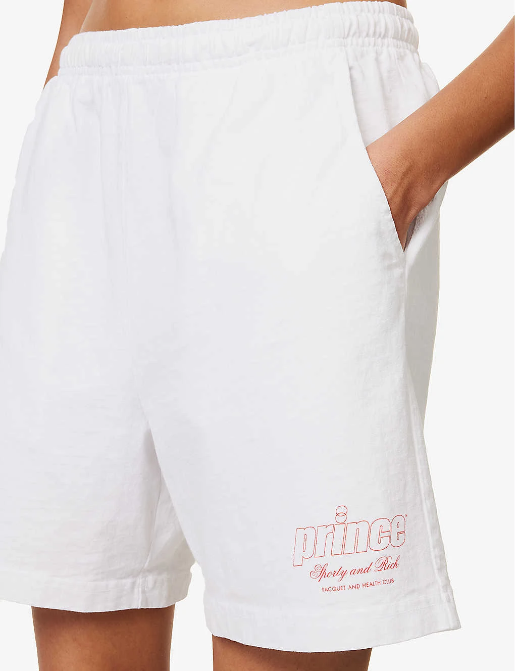 Sporty & Rich X Prince Brand-print Cotton-jersey Shorts 7 Sporty & Rich X Prince Brand-print Cotton-jersey Shorts - Image 5