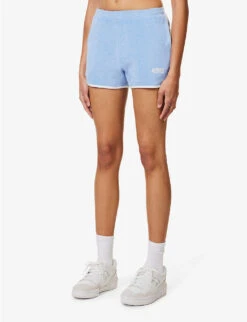 Sporty & Rich X Prince Brand-embroidered Cotton Shorts -Whistles Store R04173088 BLUEWHITE ALT02
