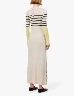 Striped Purl-knit Recycled-cashmere And Organic-cotton Blend Midi Dress -Whistles Store R04173377 CREMALEMONICE ALT03