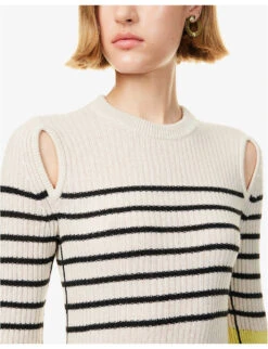 Striped Purl-knit Recycled-cashmere And Organic-cotton Blend Midi Dress -Whistles Store R04173377 CREMALEMONICE ALT04