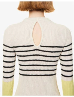 Striped Purl-knit Recycled-cashmere And Organic-cotton Blend Midi Dress -Whistles Store R04173377 CREMALEMONICE ALT05