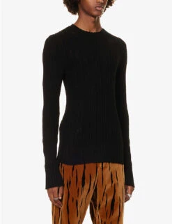 Dolce & Gabbana Crewneck Slim-fit Cotton-blend Top -Whistles Store R04174022 BLACK ALT02