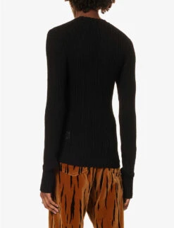 Dolce & Gabbana Crewneck Slim-fit Cotton-blend Top -Whistles Store R04174022 BLACK ALT03