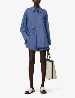 Avani Brand-embroidered Regular-fit Cotton-blend Shorts 8 Avani Brand-embroidered Regular-fit Cotton-blend Shorts -Whistles Store R04174446 SPAHIRE ALT01