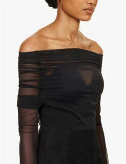 Nolana Boned Semi-sheer Stretch-mesh Maxi Dress -Whistles Store R04174455 BLACK ALT04