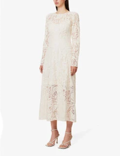 Zimmermann Devi Floral Cotton-blend Lace Midi Dress -Whistles Store R04174578 CREAM ALT02