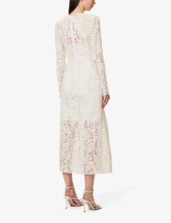 Zimmermann Devi Floral Cotton-blend Lace Midi Dress -Whistles Store R04174578 CREAM ALT03