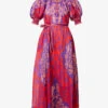 Zimmermann Raie High-neck Puff-sleeve Ramie Maxi Dress