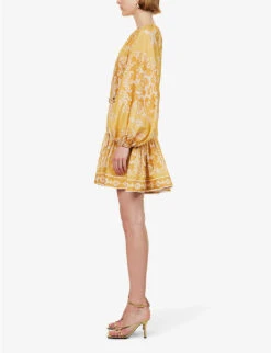 Zimmermann Raie Paisley-print Silk Mini Dress -Whistles Store R04174603 GOLDDAMASK ALT02