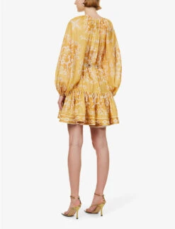 Zimmermann Raie Paisley-print Silk Mini Dress -Whistles Store R04174603 GOLDDAMASK ALT03