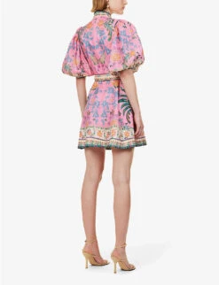 Zimmermann Ginger Floral-print Linen Mini Dress -Whistles Store R04174612 PINKMULTI ALT03