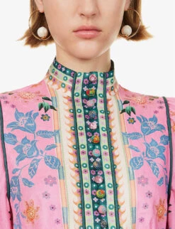 Zimmermann Ginger Floral-print Linen Mini Dress -Whistles Store R04174612 PINKMULTI ALT05