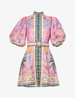 Zimmermann Ginger Floral-print Linen Mini Dress
