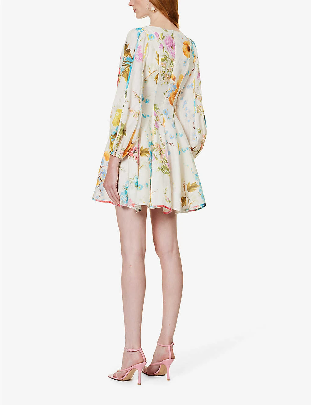 Zimmermann Halcyon V-neck Linen Mini Dress 6 Zimmermann Halcyon V-neck Linen Mini Dress - Image 4