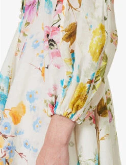 Zimmermann Halcyon V-neck Linen Mini Dress 12 Zimmermann Halcyon V-neck Linen Mini Dress -Whistles Store R04174632 SPLICED ALT04