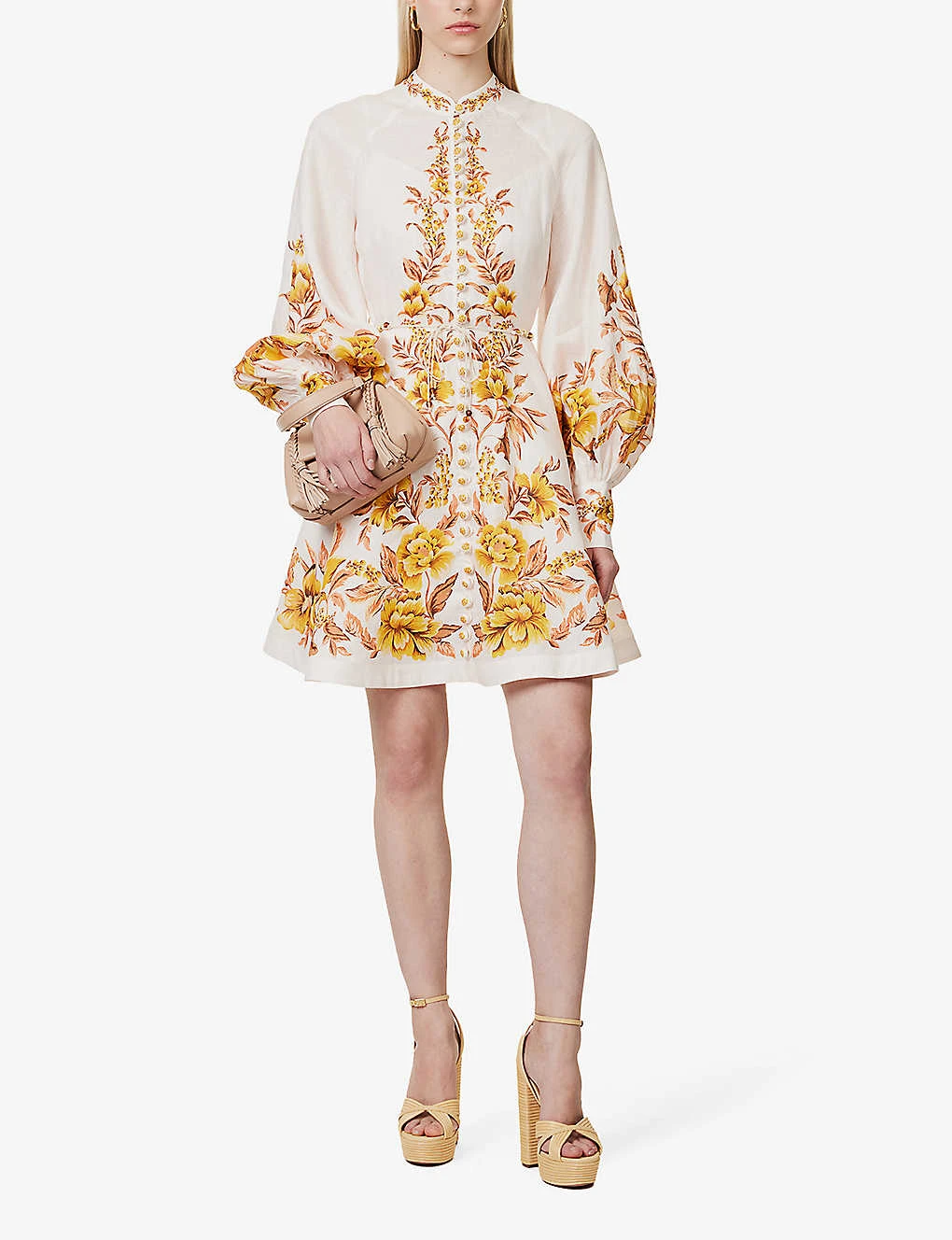 Zimmermann Vacay Floral-print Ballon-sleeve Linen Mini Dress 4 Zimmermann Vacay Floral-print Ballon-sleeve Linen Mini Dress - Image 2