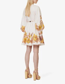 Zimmermann Vacay Floral-print Ballon-sleeve Linen Mini Dress 11 Zimmermann Vacay Floral-print Ballon-sleeve Linen Mini Dress -Whistles Store R04174635 GOLDENFLORAL ALT03