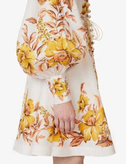 Zimmermann Vacay Floral-print Ballon-sleeve Linen Mini Dress 13 Zimmermann Vacay Floral-print Ballon-sleeve Linen Mini Dress -Whistles Store R04174635 GOLDENFLORAL ALT05