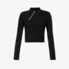 Arenaria Polo Split-hem Knitted Top -Whistles Store R04174796 BLACK M