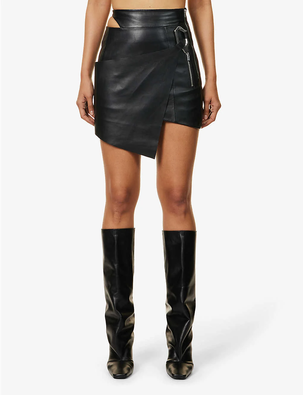 Carabiner-clasp Panelled Leather Mini Skirt 5 Carabiner-clasp Panelled Leather Mini Skirt - Image 3