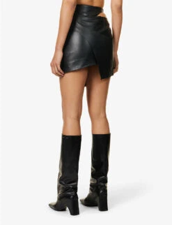 Carabiner-clasp Panelled Leather Mini Skirt 10 Carabiner-clasp Panelled Leather Mini Skirt -Whistles Store R04174805 BLACK ALT03