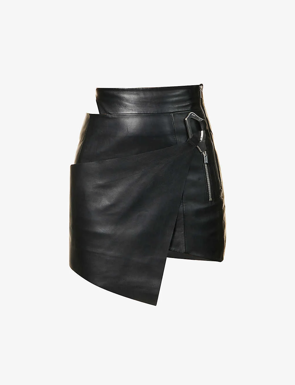 Carabiner-clasp Panelled Leather Mini Skirt 3 Carabiner-clasp Panelled Leather Mini Skirt