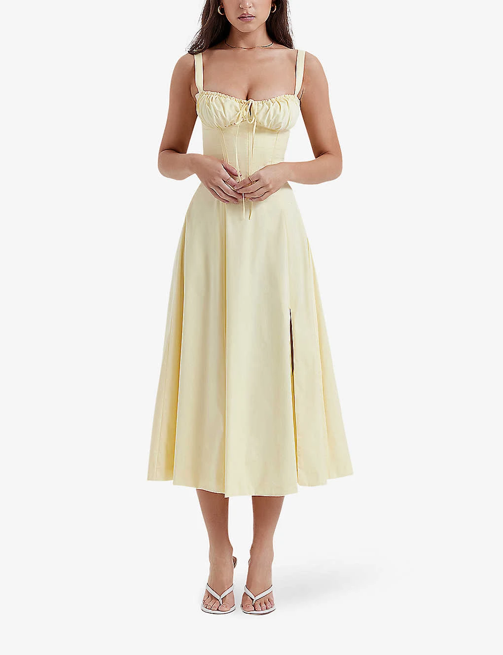 Carmen Gathered-cup Stretch Cotton-blend Midi Dress 3 Carmen Gathered-cup Stretch Cotton-blend Midi Dress - Image 2