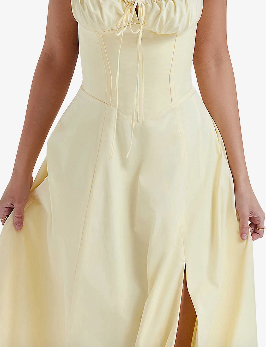 Carmen Gathered-cup Stretch Cotton-blend Midi Dress 6 Carmen Gathered-cup Stretch Cotton-blend Midi Dress - Image 5