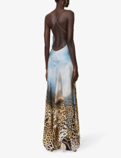 Roberto Cavalli Graphic-print Sleeveless Silk Maxi Dress -Whistles Store R04179644 MULTICOLOUR ALT03