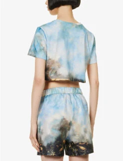 Roberto Cavalli Graphic-print Cropped Cotton T-shirt -Whistles Store R04179649 MULTICOLOUR ALT03