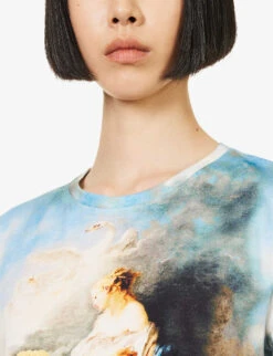 Roberto Cavalli Graphic-print Cropped Cotton T-shirt -Whistles Store R04179649 MULTICOLOUR ALT04