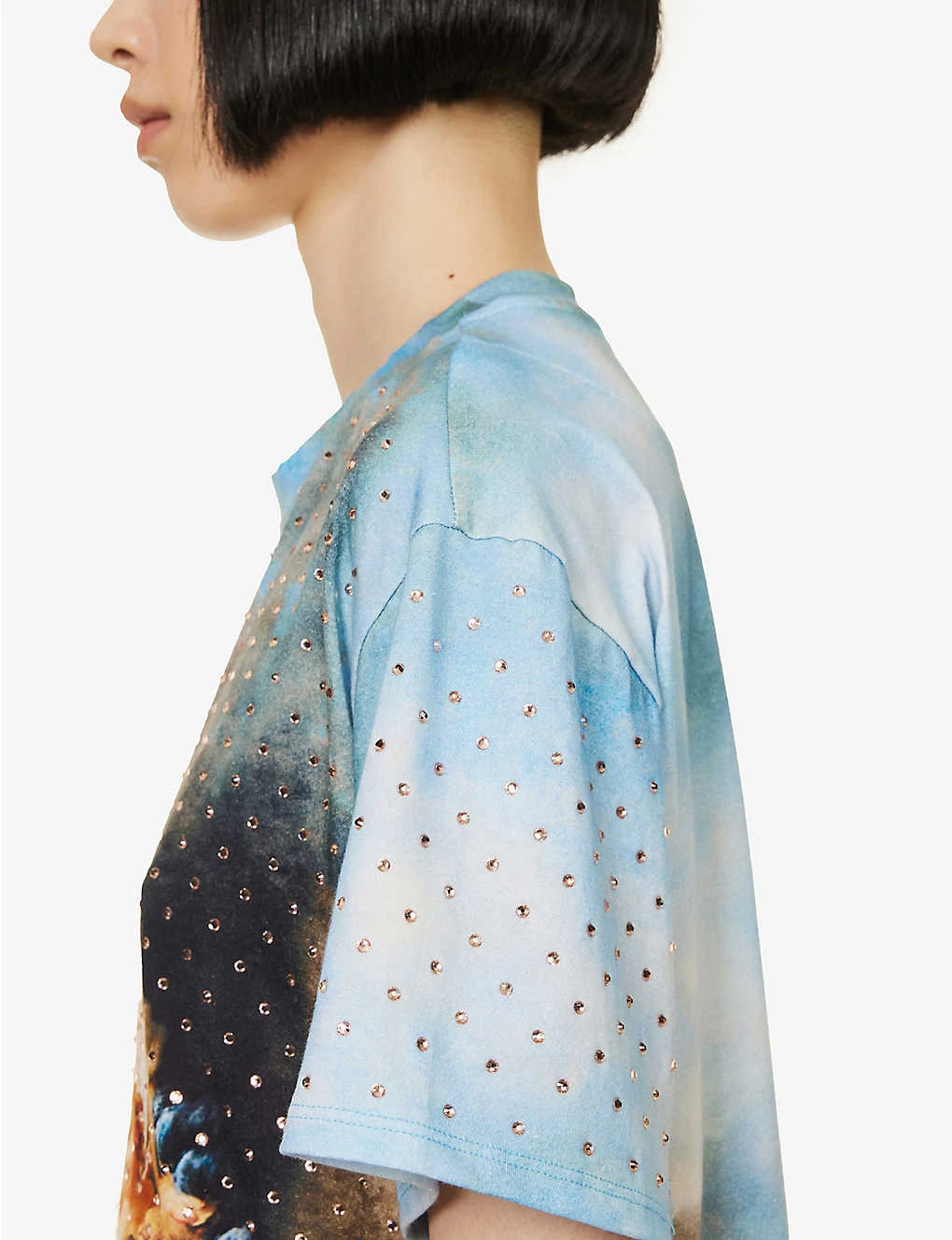 Roberto Cavalli Graphic-print Rhinestone-embellished Cotton T-shirt 7 Roberto Cavalli Graphic-print Rhinestone-embellished Cotton T-shirt - Image 5