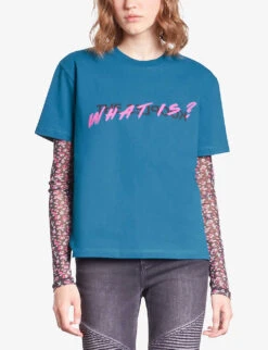 THE KOOPLES Logo-print Cotton-jersey T-shirt -Whistles Store R04180583 MEDIUMBLUE ALT02