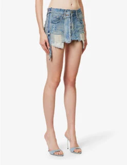 Patchwork-panel Low-waist Denim Mini Skirt -Whistles Store R04180699 LIGHTBLUEWASH ALT02